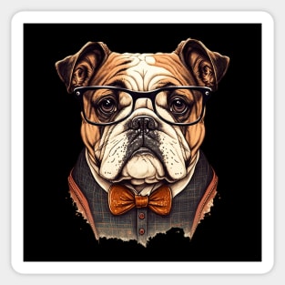 Hipster Bulldog Sticker